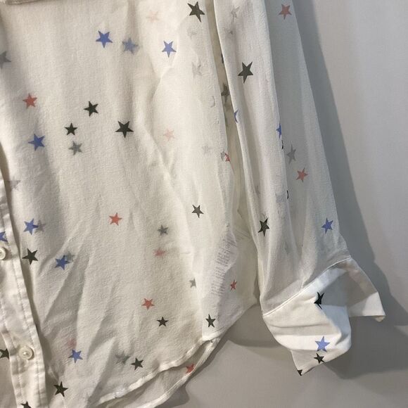 Equipment Star Print Silk Blouse Women’s Size XS Long Sleeve Multicolor Button U - Picture 8 of 16